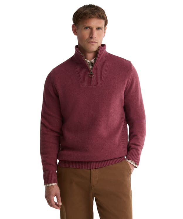 Men's Barbour Nelson Essential Half Zip Sweater - Mauve