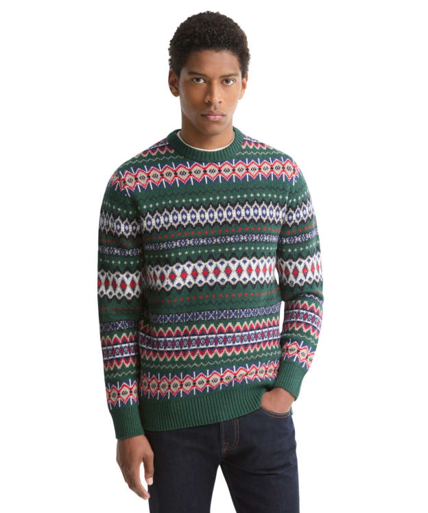 Men's Barbour Case Fair Isle Crew Neck Jumper - Sycamore