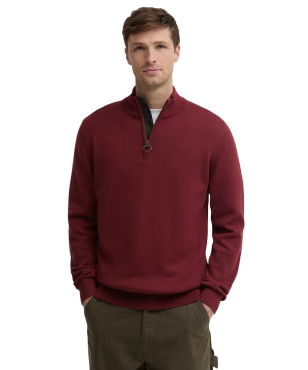 Men’s Barbour Cotton Half Zip Sweater - Russet