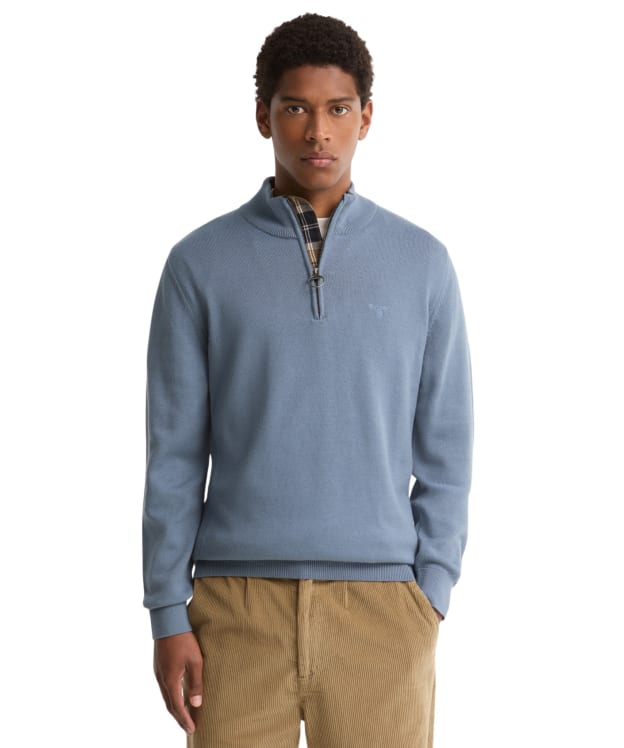 Men’s Barbour Cotton Half Zip Sweater - Tarn Blue