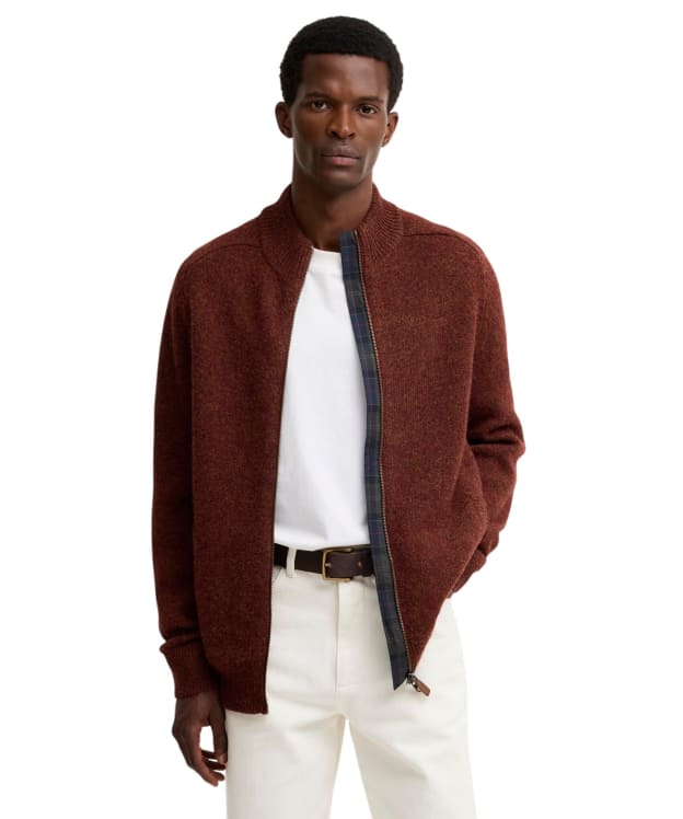 Men's Barbour Talder Zip Through Knitted Jumper - Russet