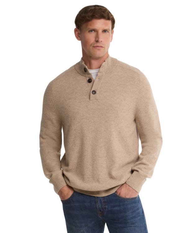 Men's Barbour Briggs Half Button Knit - Military Brown