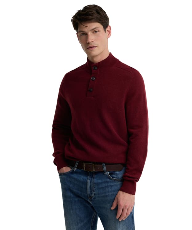 Men's Barbour Briggs Half Button Knit - Dark Bordeaux