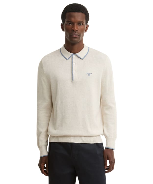 Men's Barbour Taunton Knitted Polo Shirt - Whisper White