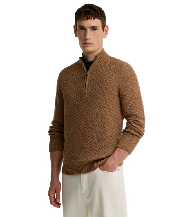 Men's Barbour Pluckley Half Zip Knitted Jumper - Sandstone