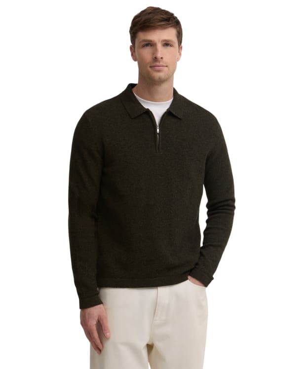 Men's Barbour Bearsted Knitted Zip Polo Shirt - Sage