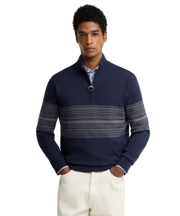 Men's Barbour Millwood Fairisle Half Zip Jumper - Navy