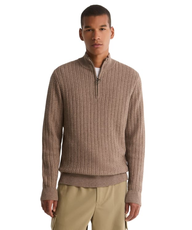 Men's Barbour Herringbone Knitted Half Zip - Stone