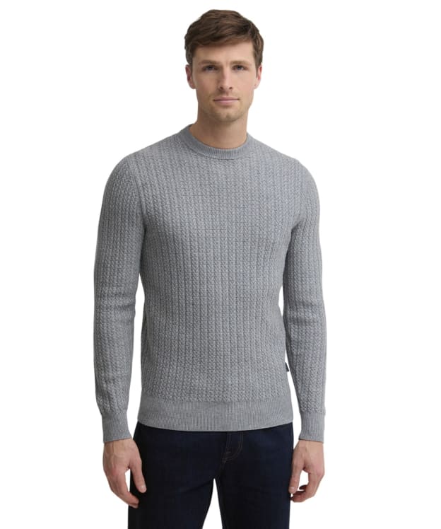 Men's Barbour Herringbone Knitted Crew - Grey