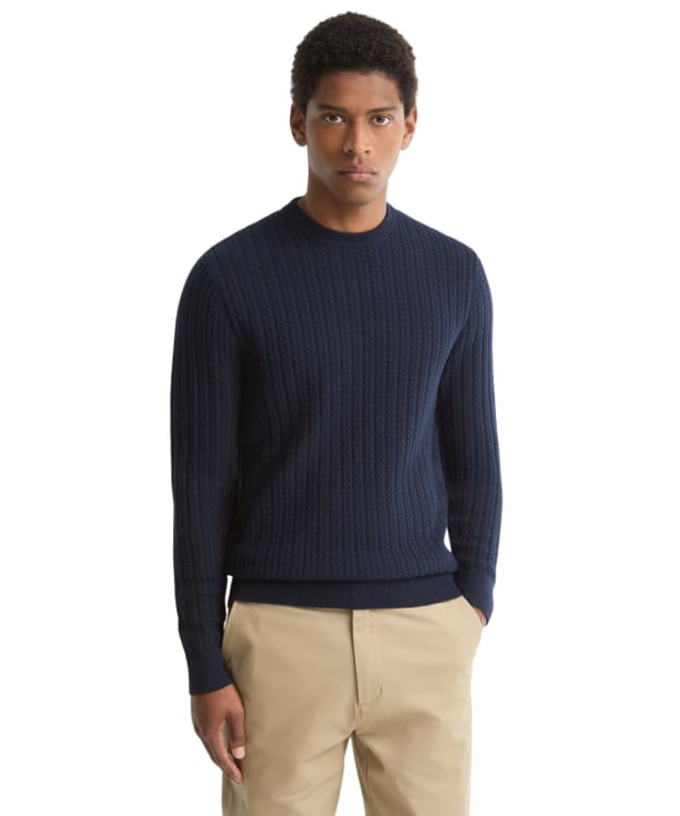 Men's Barbour Herringbone Knitted Crew - Navy