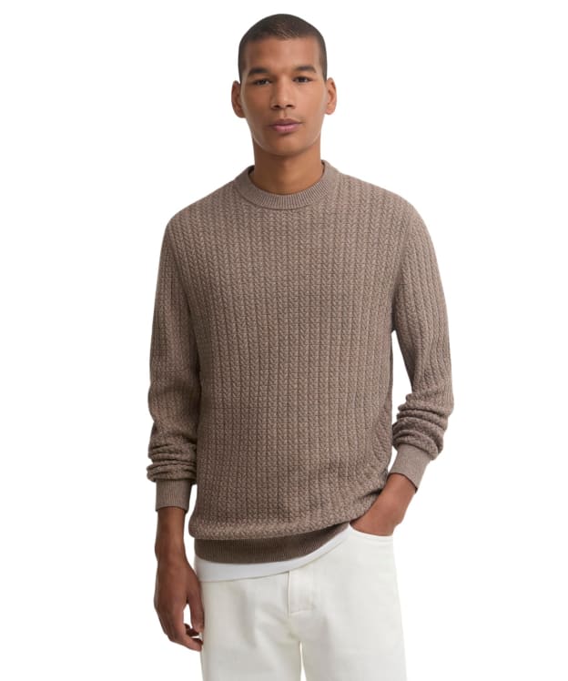 Men's Barbour Herringbone Knitted Crew - Stone