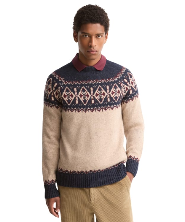 Men's Barbour Tisbury Fairisle Crew Neck Jumper - Navy
