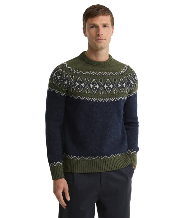 Men's Barbour Tisbury Fairisle Crew Neck Jumper - Olive