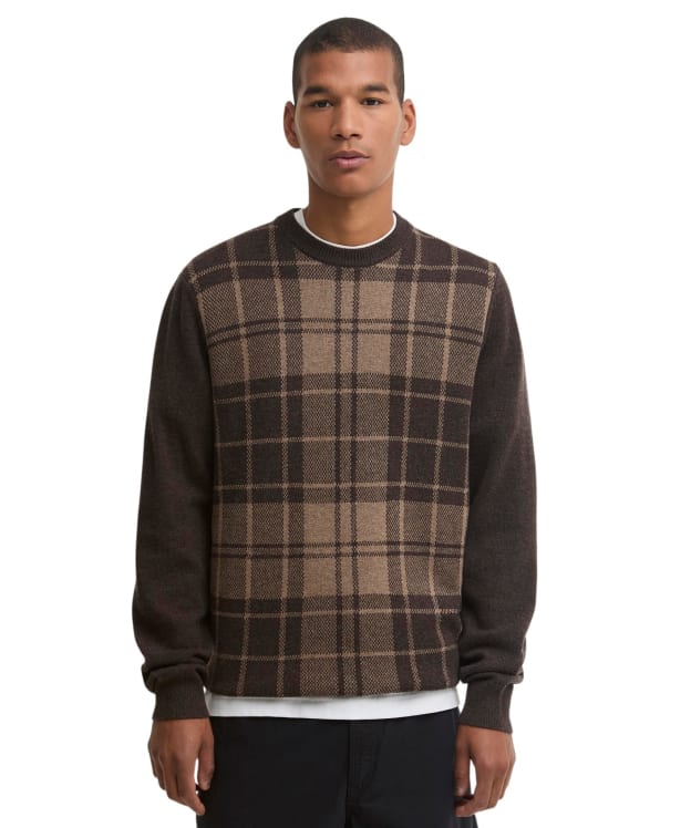 Men's Barbour Mineral Tartan Crew Neck Jumper - Peat