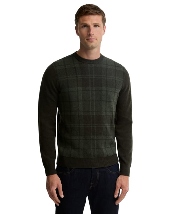 Men's Barbour Mineral Tartan Crew Neck Jumper - Pine