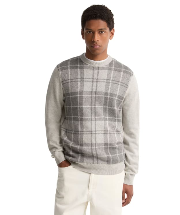 Men's Barbour Mineral Tartan Crew Neck Jumper - Grey Marl