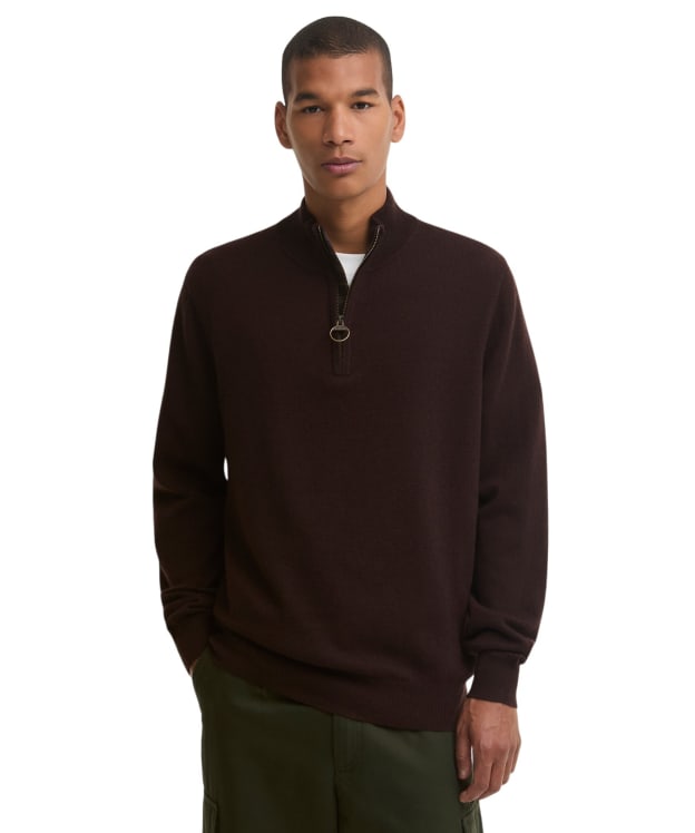 Men's Barbour Ronson Tartan Trim Half Zip - Peat