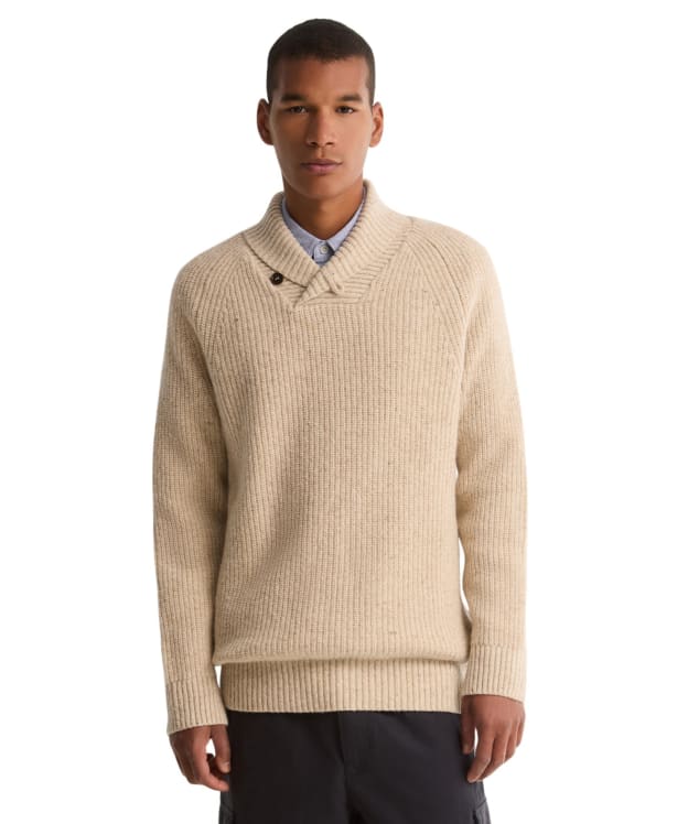 Men's Barbour Essentials Fleck Shawl Neck - Pearl