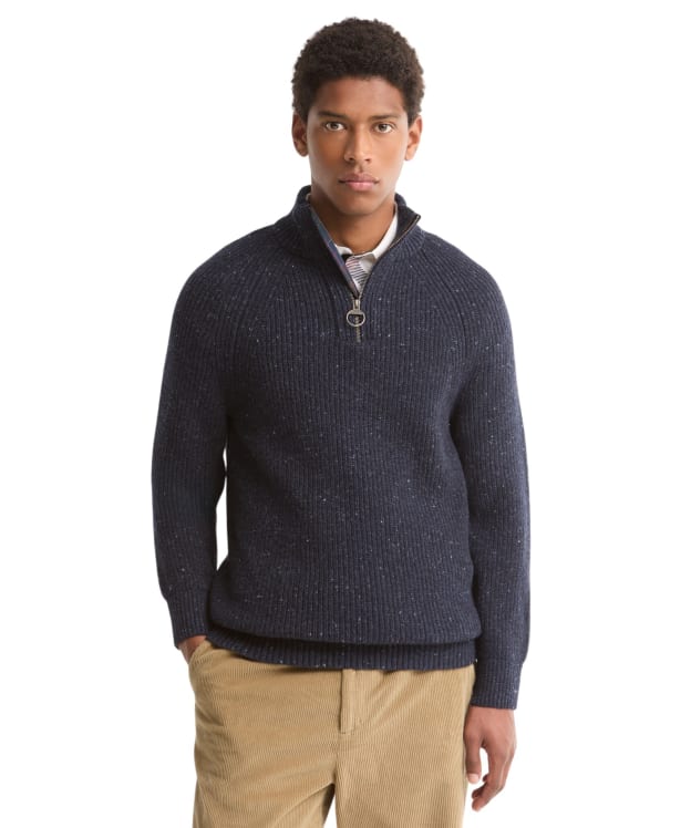 Men's Barbour Essentials Fleck Half Zip Jumper - Navy