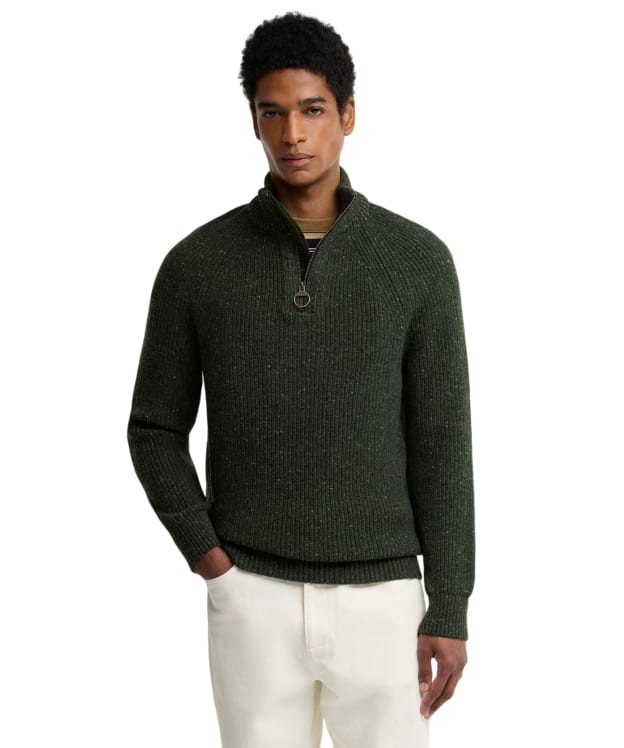 Men's Barbour Essentials Fleck Half Zip Jumper - Olive