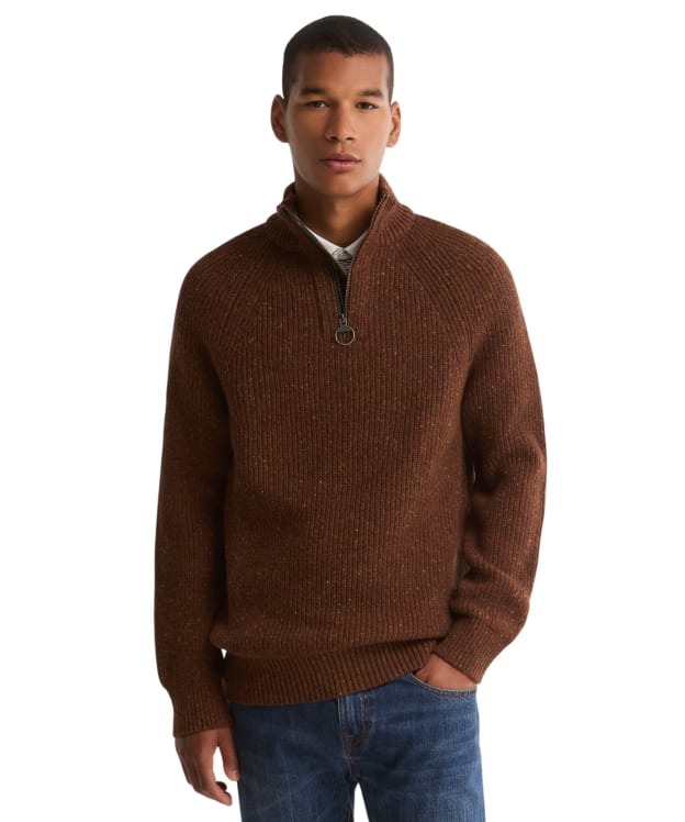 Men's Barbour Essentials Fleck Half Zip Jumper - Bracken