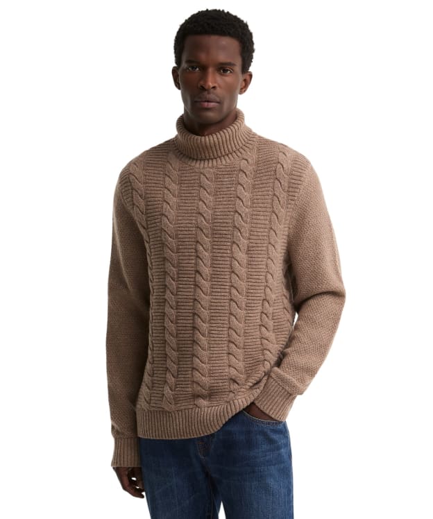Men's Barbour Staplecross Roll Neck Sweater - Stone
