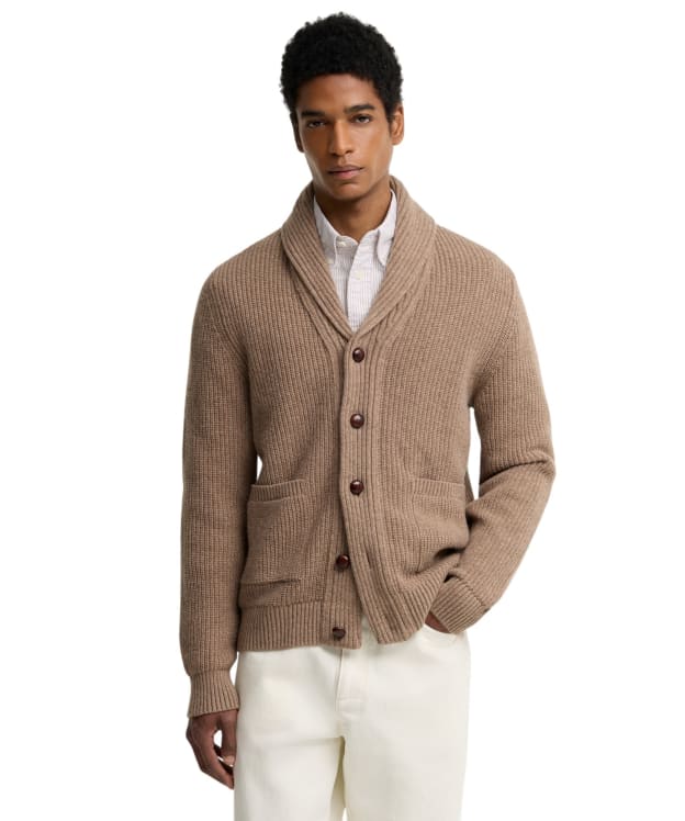 Men's Barbour Hartland Knitted Shawl Neck Cardigan - Stone