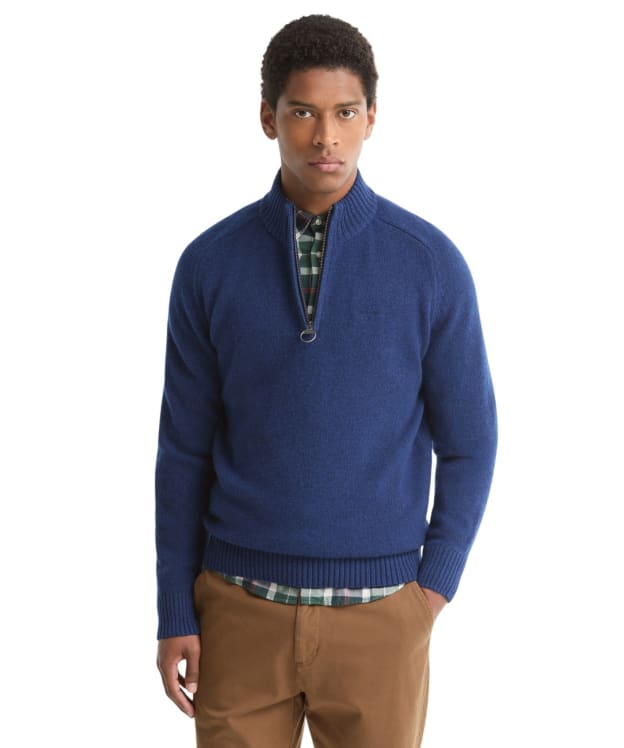 Men's Barbour Newtown Half Zip Knitted Jumper - Inky Blue