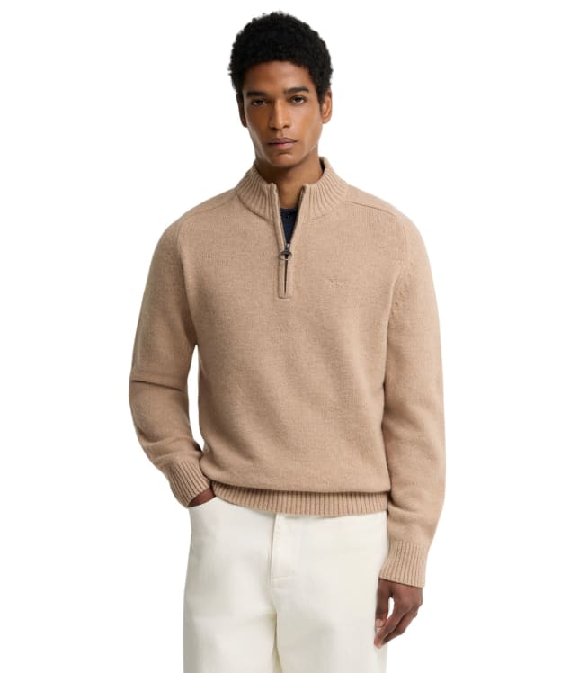 Men's Barbour Newtown Half Zip Knitted Jumper - Washed Stone