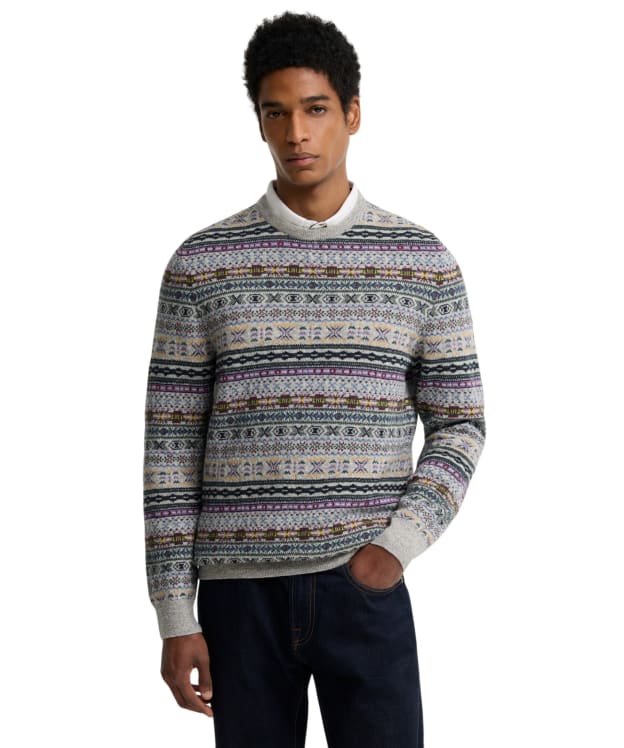 Men's Barbour Dalehead Fairisle Crew Neck Jumper - Light Grey