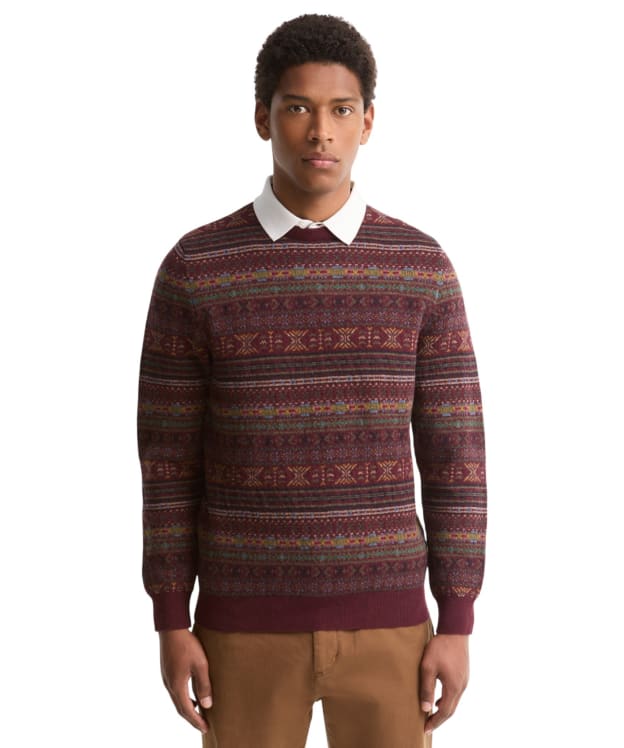 Men's Barbour Dalehead Fairisle Crew Neck Jumper - Wine