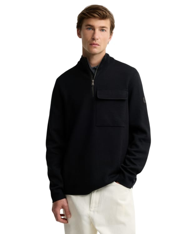 Men's Barbour International Burley Half Zip Cardigan - Black