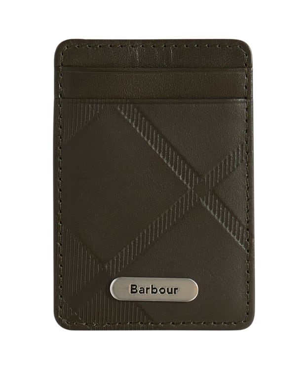 Men's Barbour Brunton Leather Card Holder - Dark Olive