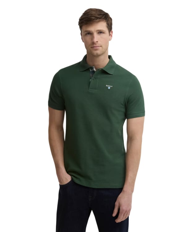 Men's Barbour Tartan Pique Polo Shirt - Sycamore Green