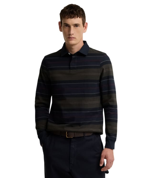 Men's Barbour Frith Tartan Stripe Rugby Shirt - Navy