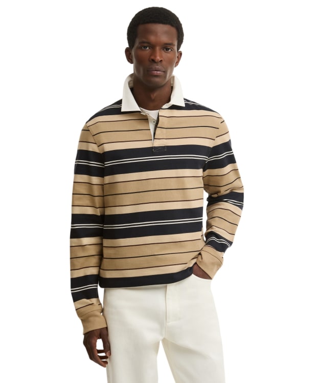 Men's Barbour Frith Tartan Stripe Rugby Shirt - Stone