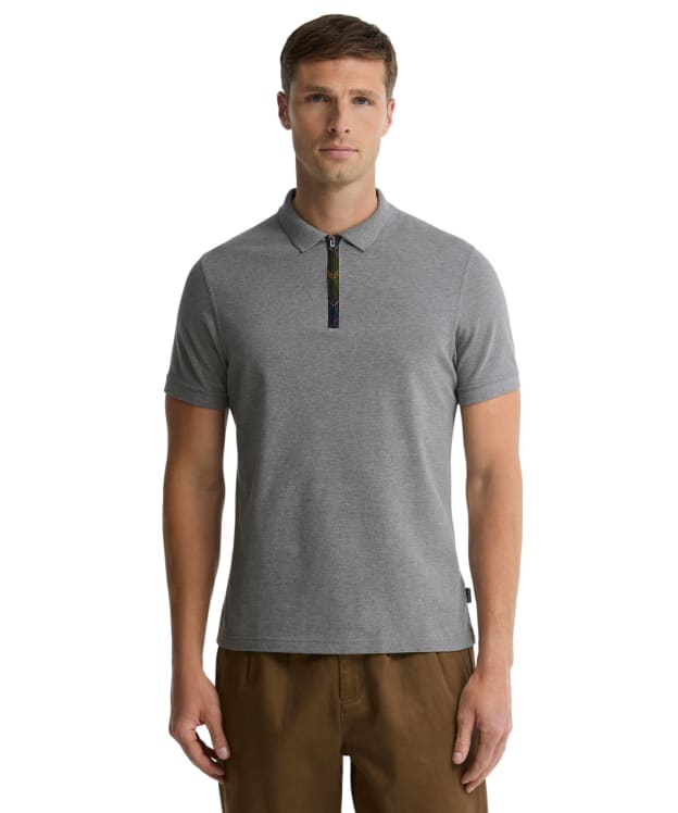 Men's Barbour Stately Zip Polo Shirt - Pewter