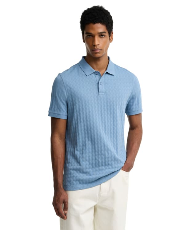 Men's Barbour Faversham Tailored Textured Polo Shirt - Tarn Blue