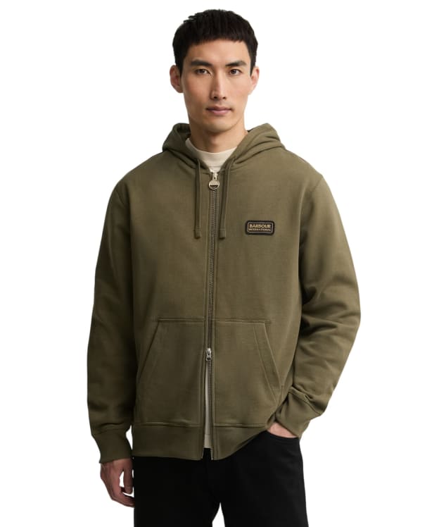 Men's Barbour International Pull Graphic Hoodie - Mid Olive