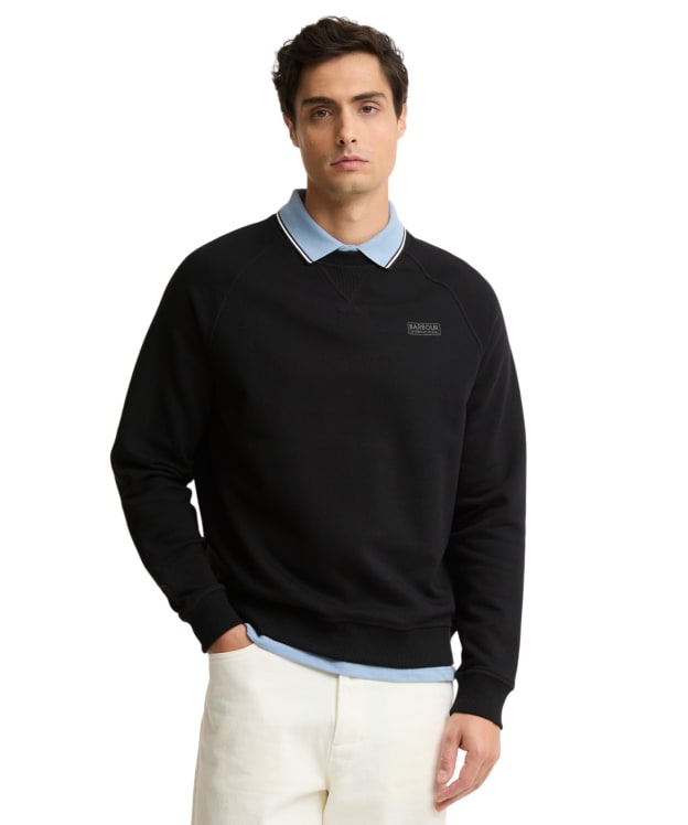 Men's Barbour International Essential Crew Neck Sweatshirt - Black / Pewter