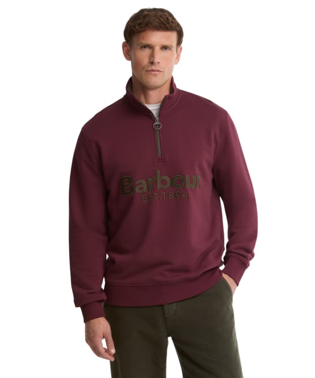Men's Barbour Fosse Half Zip Sweatshirt - Dark Bordeaux
