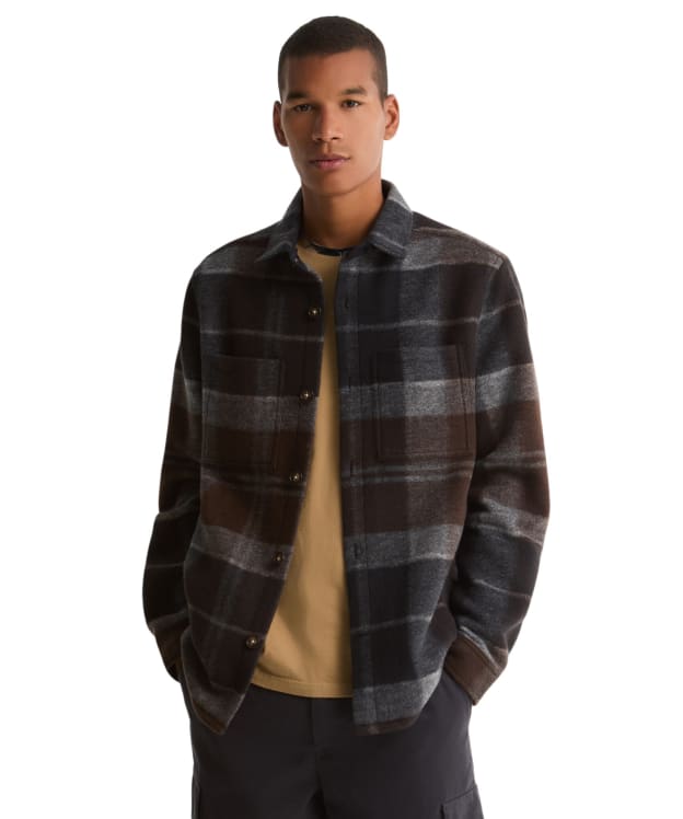 Men's Barbour Woodlane Brushed Check Overshirt - Midnight Oak Tartan