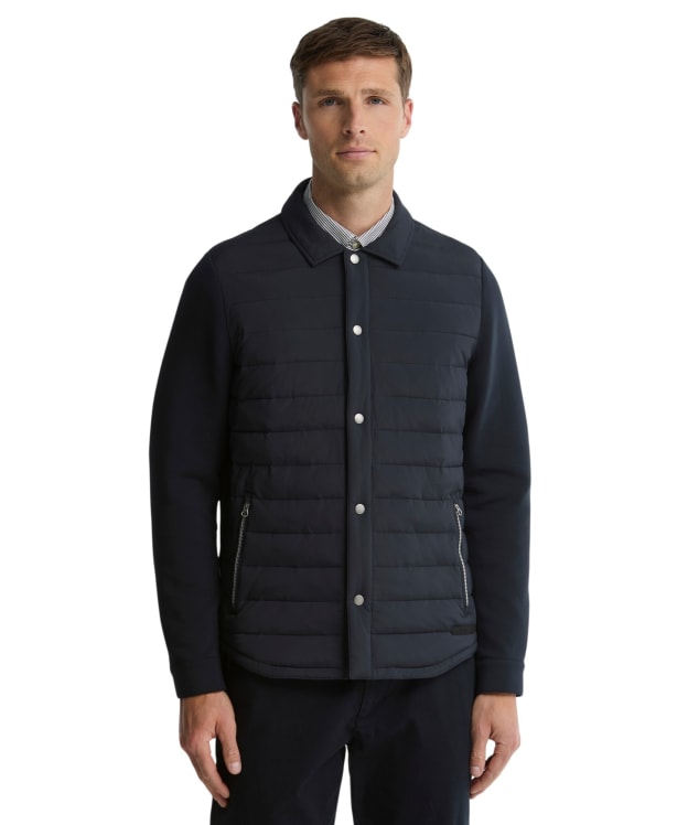 Men's Barbour Knowle Snap Through Quilted Sweat - Dark Navy