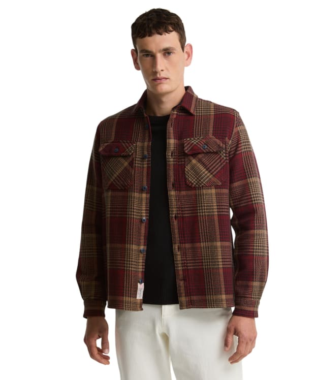 Men's Barbour Millom Relaxed Houndstooth Shirt - Red
