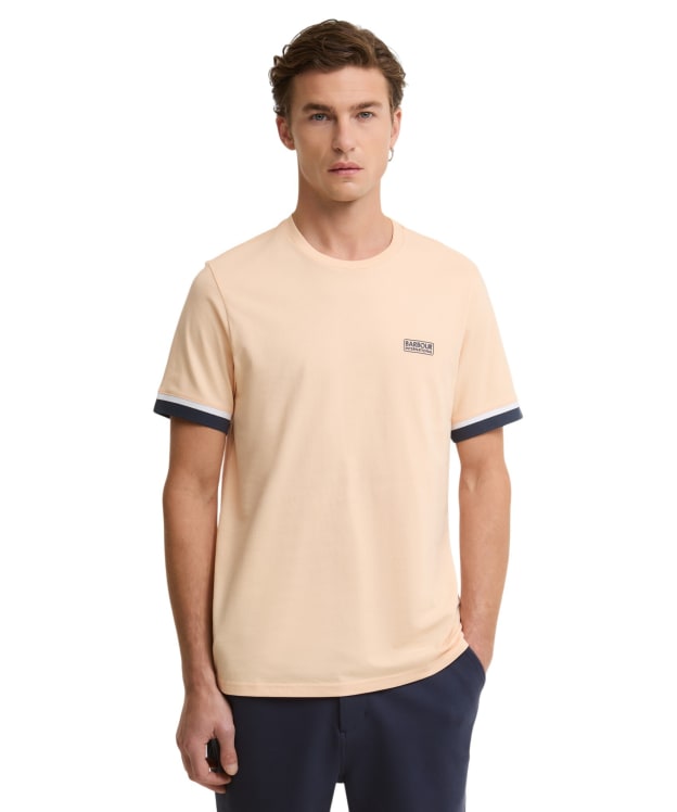 Men's Barbour International Deep Cuff Evan Tipped T-Shirt - Bleached Apricot