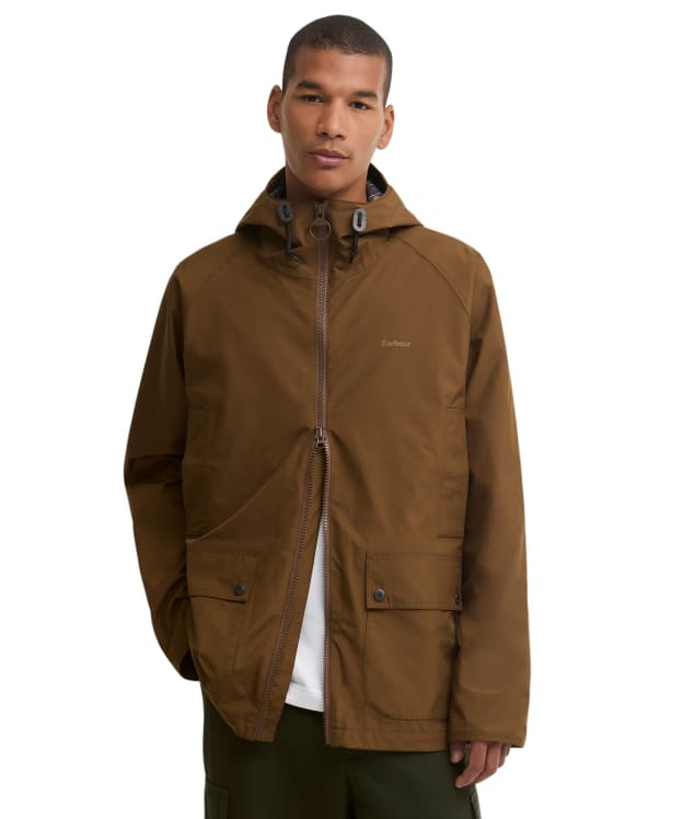 Men's Barbour Hooded Domus Waterproof Jacket - Dark Sand