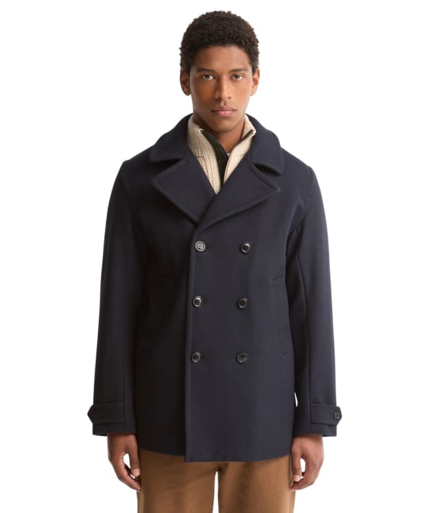 Men's Barbour Polzeath Wool Pea Coat - Navy