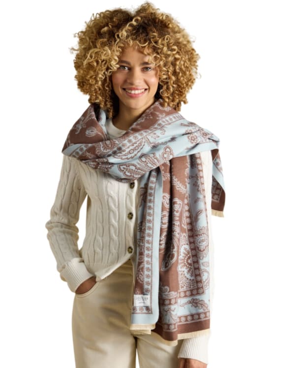 Women's Joules Jacquard Scarf - Blue / Brown Floral