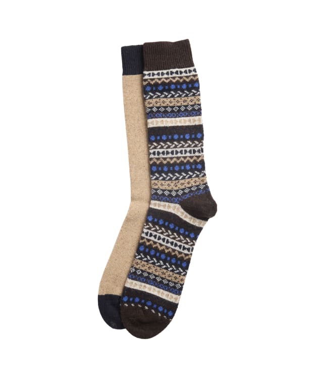 Men's Barbour Fair Isle Socks - 2 Pack - Birchwood