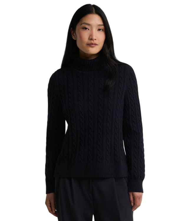 Women's Barbour Ambleside Cable Knitted Jumper - Navy